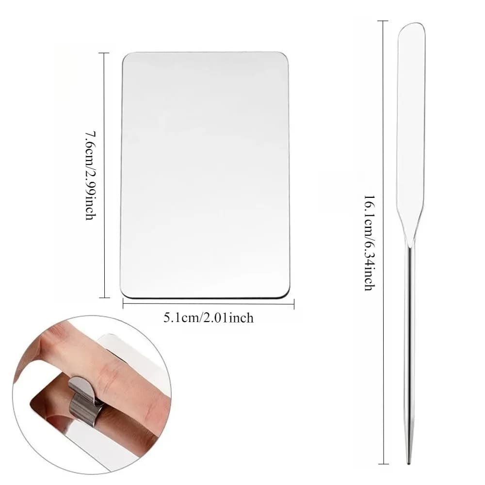 2PC Toner Makeup Mixing Stick Foundation Cream Mixing Cosmetic Make Up Tool Stainless Steel Palette Tray Rod Set Spatula Mixing