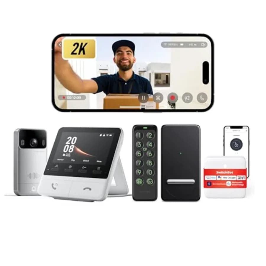 Videocitofono Wireless con Monitor e Serratura, Senza Abbonamento, Schermo da 4,3 Pollici, Visione da Testa a Piedi, 2K FHD, Audio Bidirezionale, Rilevamento Movimento