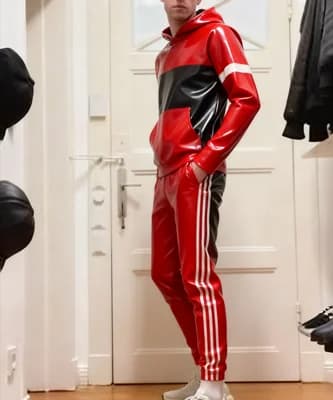 Latex Rubber Gummi sports suit Jacket and trousers Catsuit Fashion club Cosplay handmade Tights Masquerade ball Party