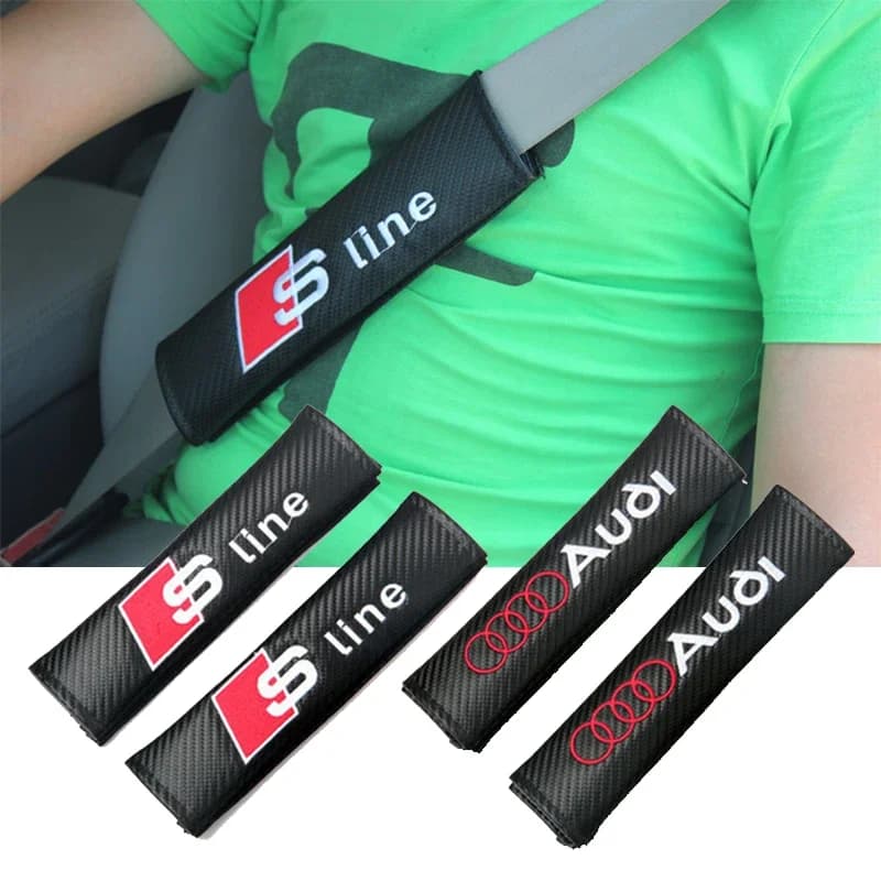 2pcs Seat Belt Covers Car Accessories For Audi S Line A3 A4 A5 A6 A7 A1 A2 Q2 Q3 Q5 Q7 TT S3 S4 S5 S6 S7 RS3 RS4 RS5 SQ 3 4 5 6