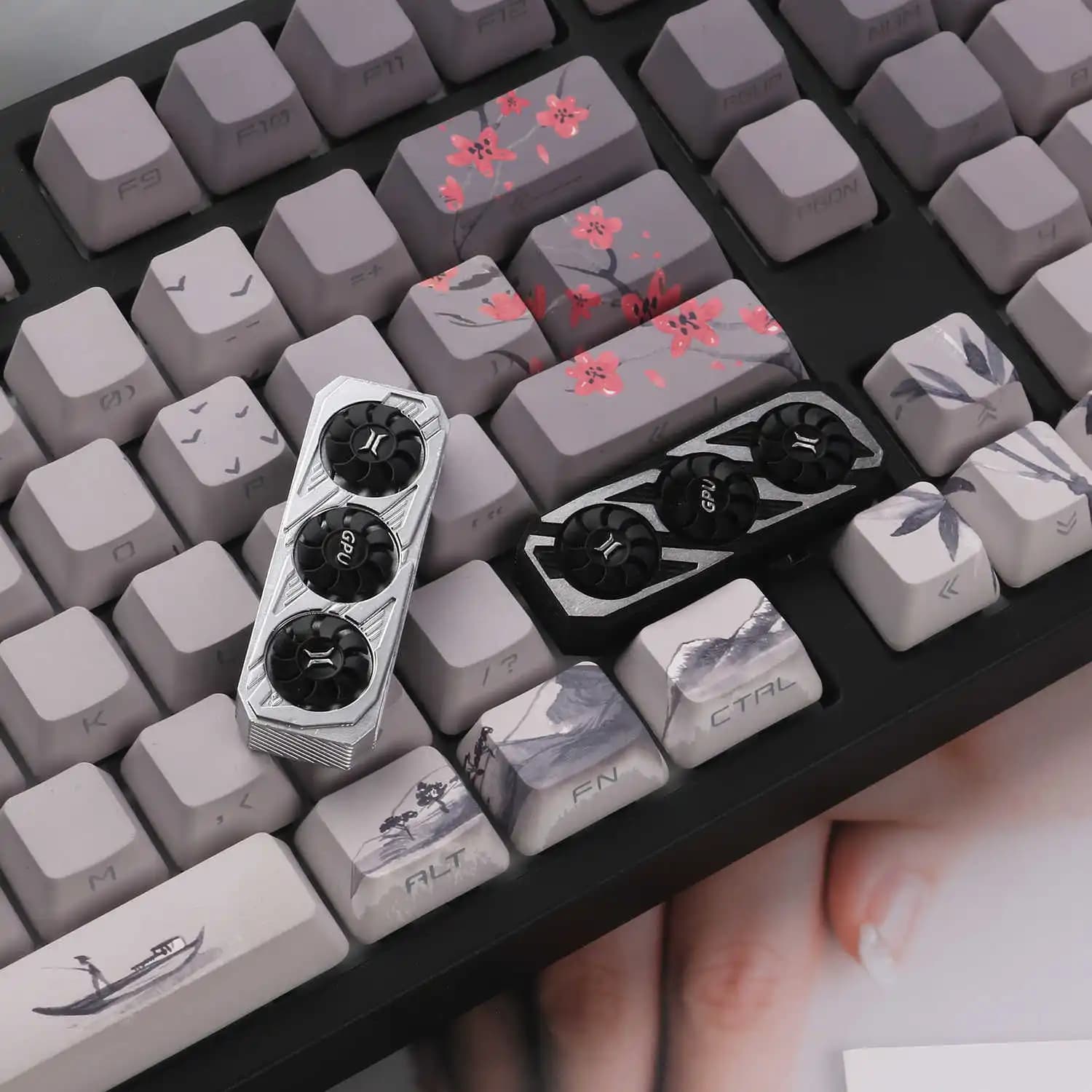 Scheda grafica Keycap Right Shift 2.75u Ventola girevole in resina stampata in 3D Tastiera meccanica Crosshair personalizzato personalizzato