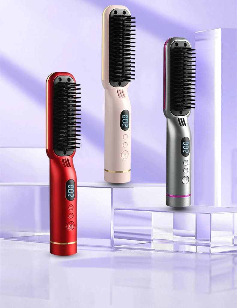 Wireless Hair Styler Negative Ion Hair Plate Pettine and Hairstyles voluminous LED Screen without Damage Rechargeable Hot Comb