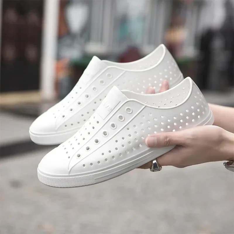 Thick Soft Flat Shoes Fashion Slip On Sandals Children's Casual Perforated Shoes Color Blocking Anti Slip Waterproof Outdoor