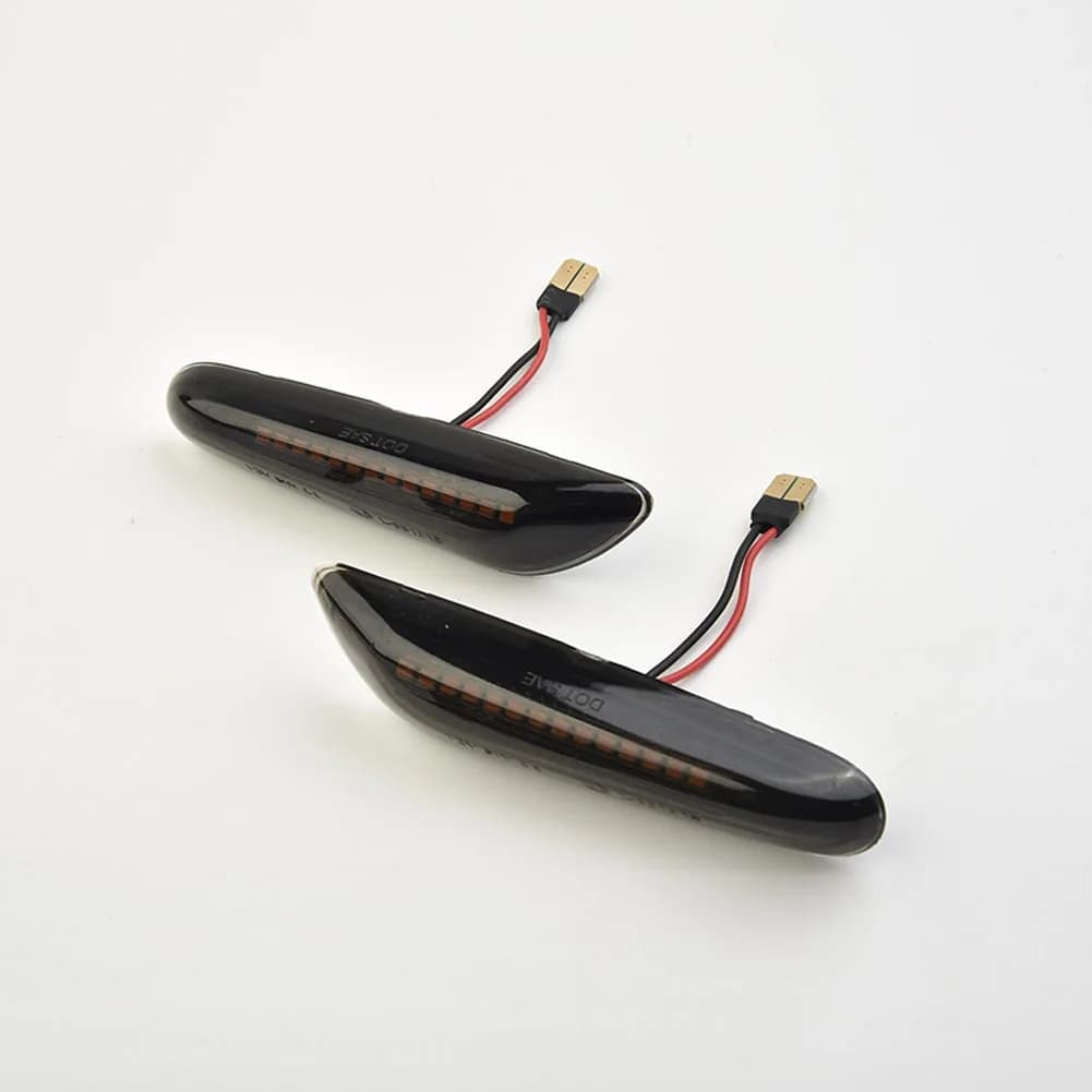 2PCS LED Side Marker Lights (Left + Right) Smoky Lens Flowing LED Turn Signal Side Marker Light For BMW X3 E60 E46 E90