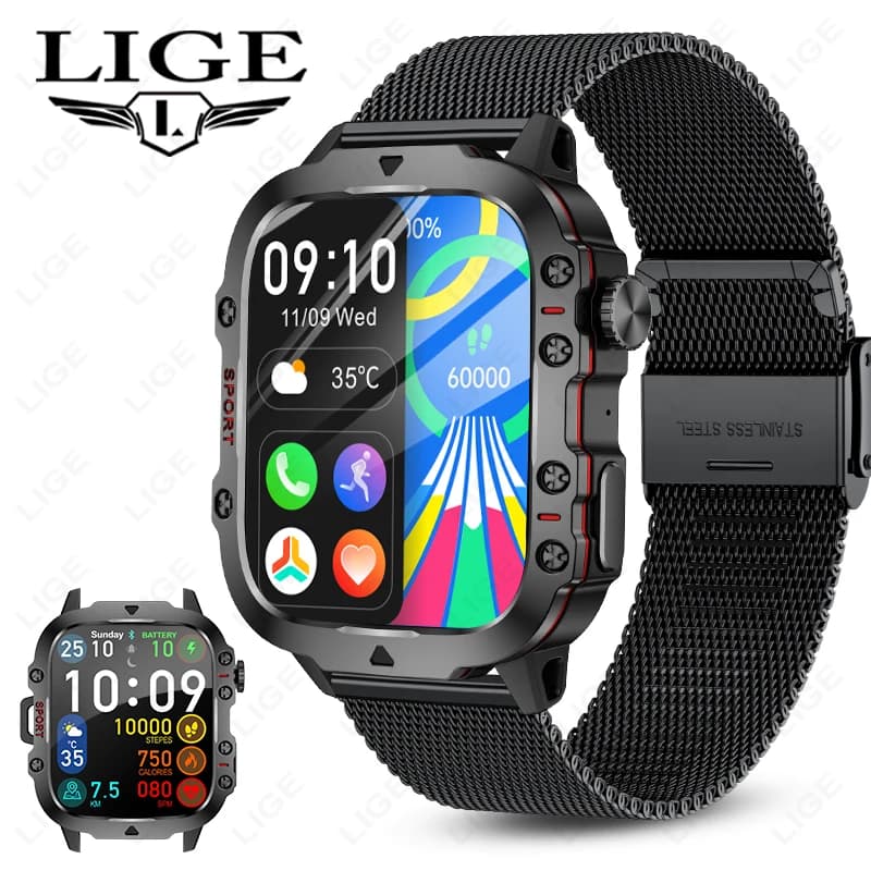 LIGE SmartWatch Fitness Sport Salute Monitoraggio 24 ore Blueteeth Chiamata Assistente vocale Impermeabile per Android IOS Smart Watch