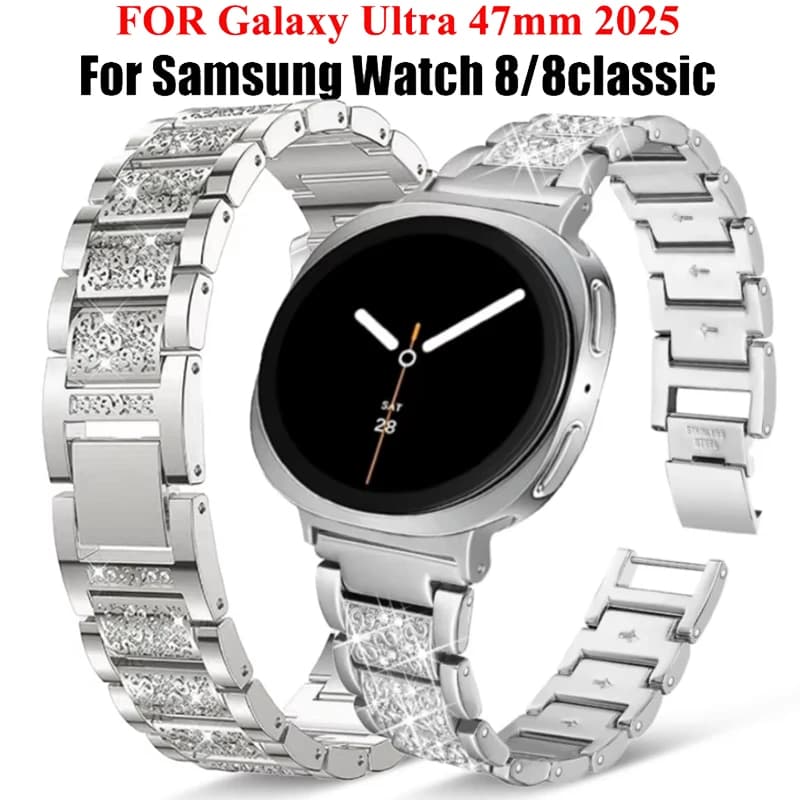 Women's Metal Strap for Samsung Galaxy Watch 8 40mm 44mm 8 Classic 46mm Luxury Diamond Bracelet for Samsung Watch Ultra 2025 47mm