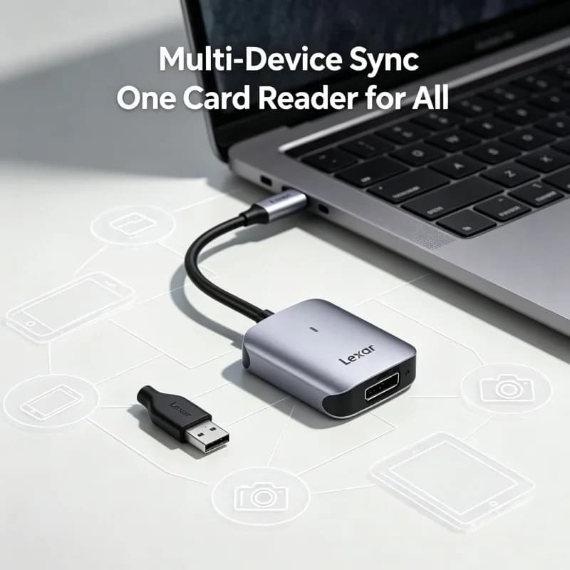 Lexar CFexpress Type A Card Reader USB-C with USB-A Adapter Memory Card Reader Wide Compatibility for Windows Mac Android Devic