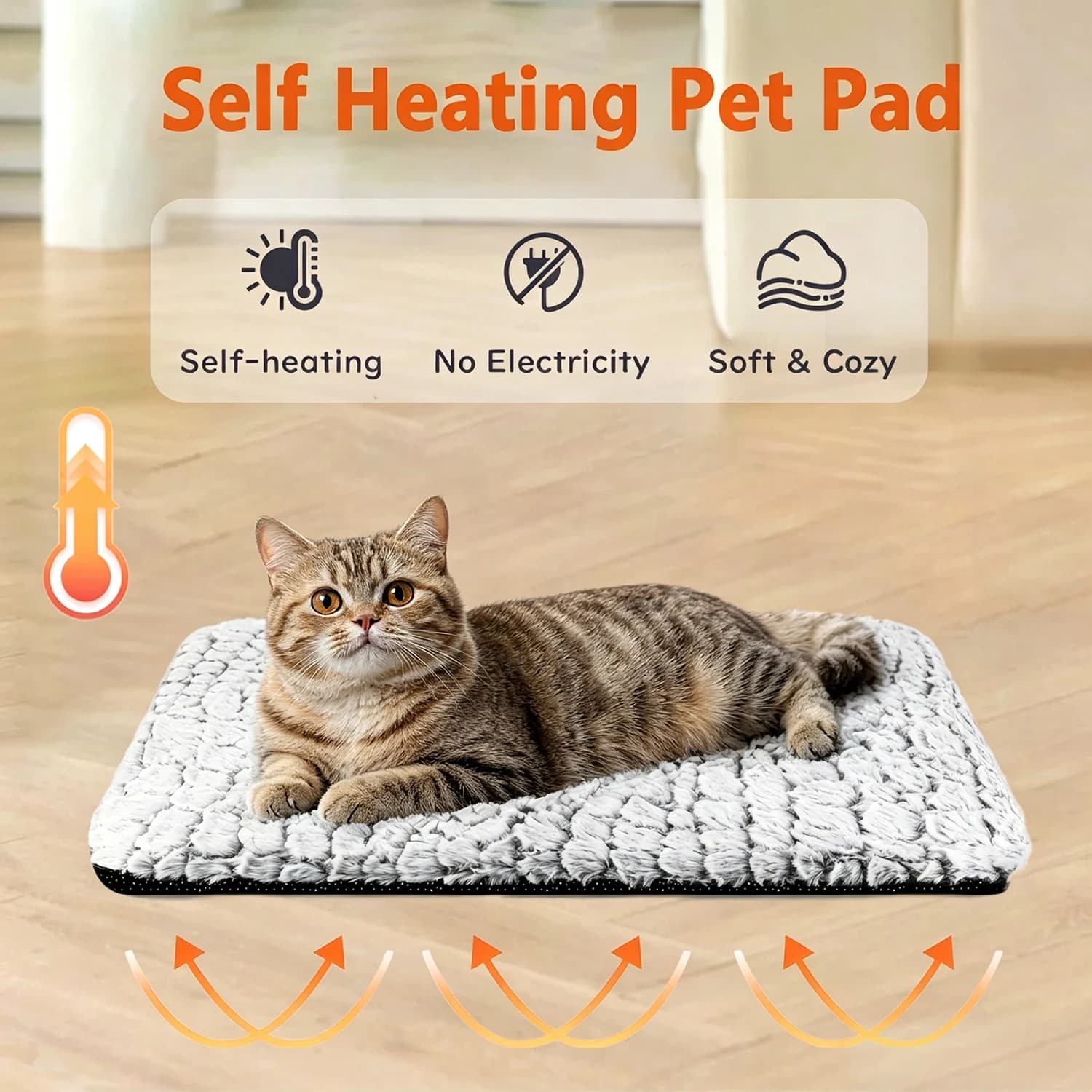 Self-warming Cat and Dog Bed Super Soft Cat Pet Heating Pad Suitable for Indoor Outdoor Anti-slip Heating Cat Pad Warm Blanket