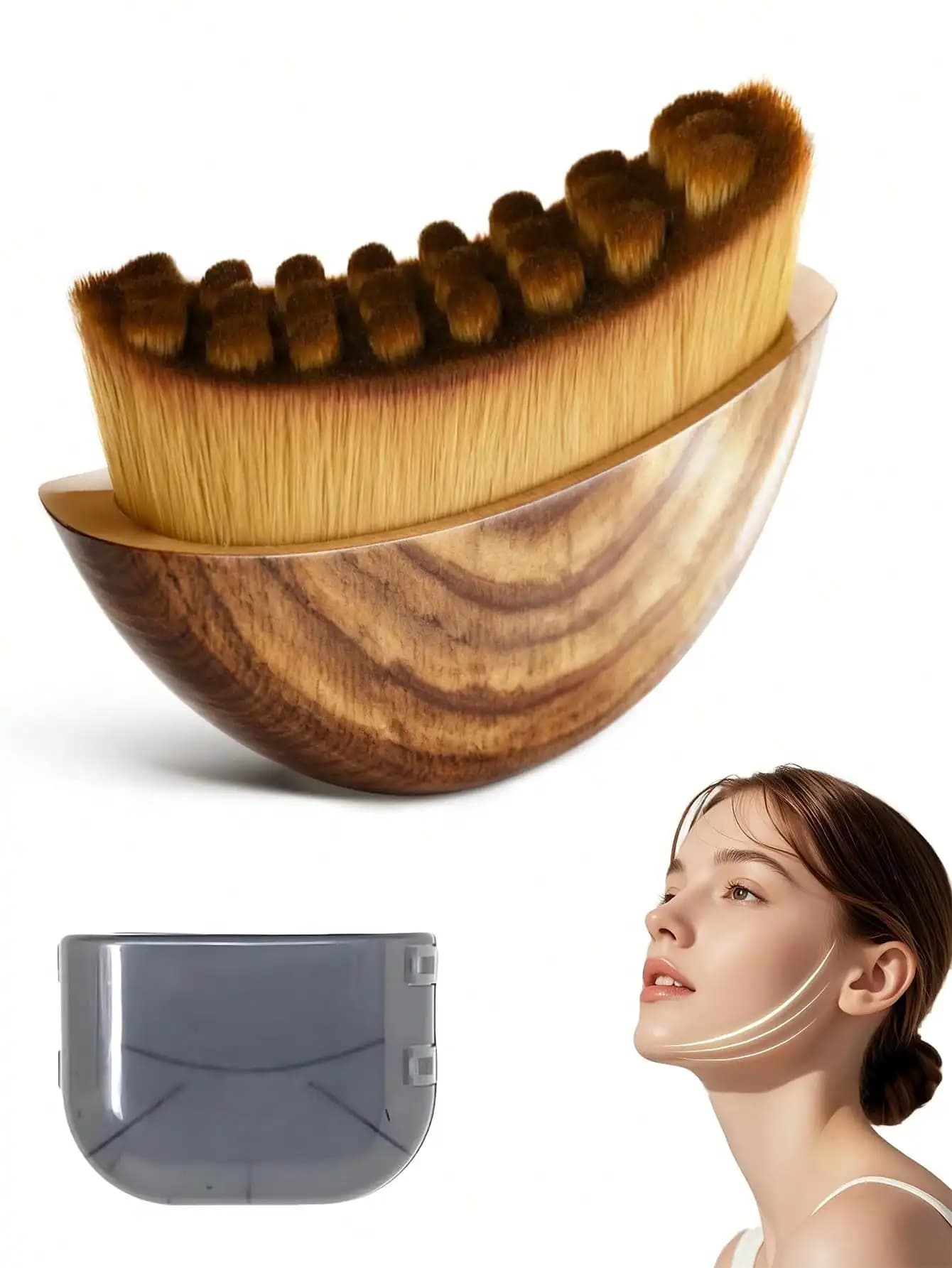 Spazzola per il contorno del viso, spazzola per il drenaggio linfatico, adatta per viso, mento e collo. Dall'aspetto ergonomico per un contatto preciso con la pelle, adatto a tutti i tipi di pelle., Omaggi