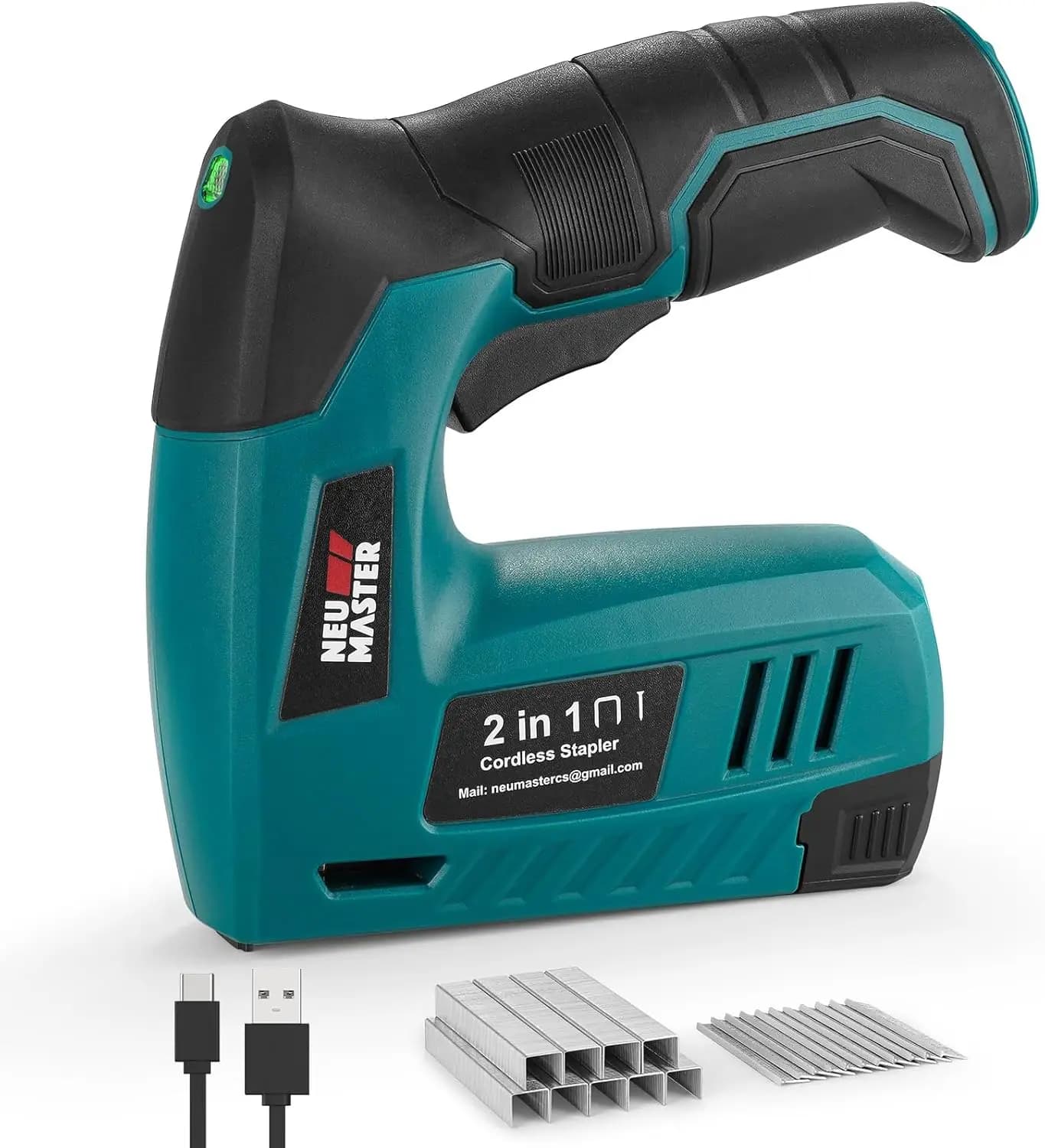 Pistola Sparagraffette Elettrica Senza Fili, Chiodatrice 2-in-1 con 2000 Graffette e Chiodi, Ricarica USB per Lavorazione del Legno e Progetti Fai-da-Te