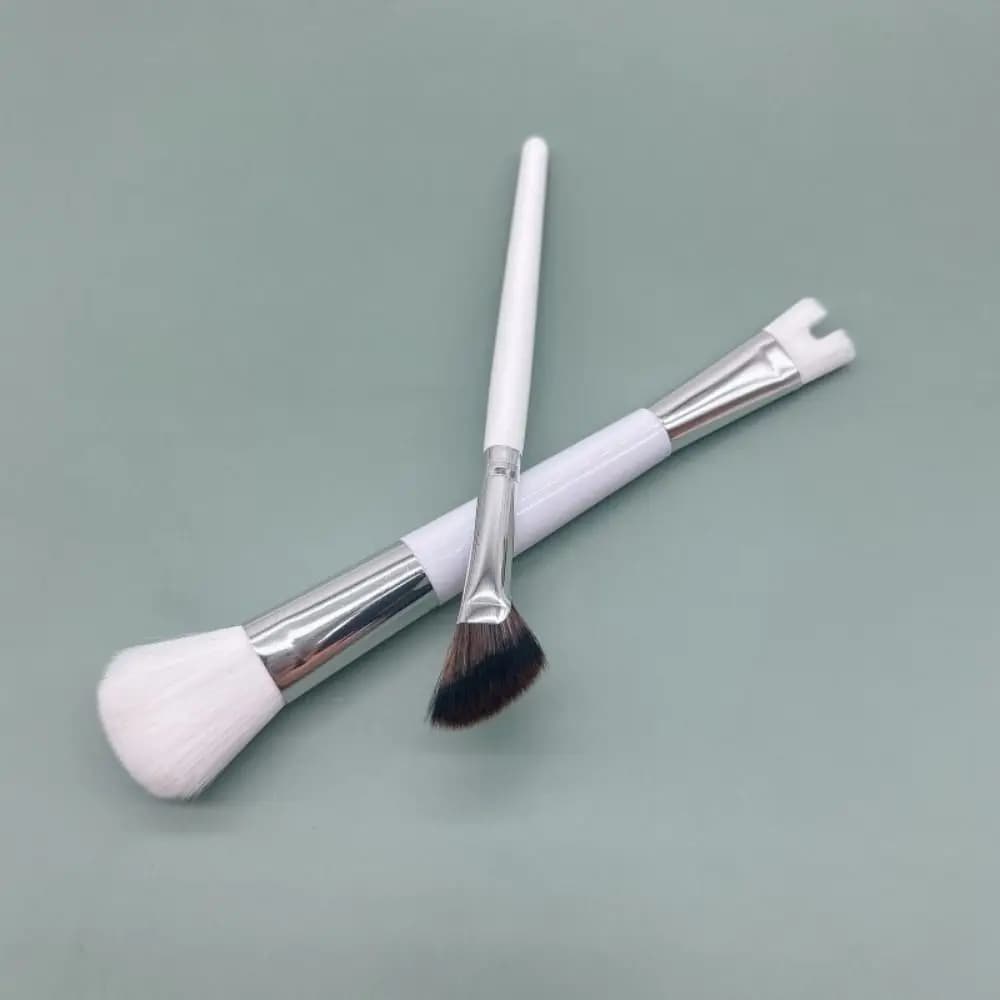 2 pezzi set di pennelli per contorno naso a doppia testa 2 in 1 pennello per ombretto portatile in polvere kit di pennelli cosmetici con inclinazione angolata morbida per studenti