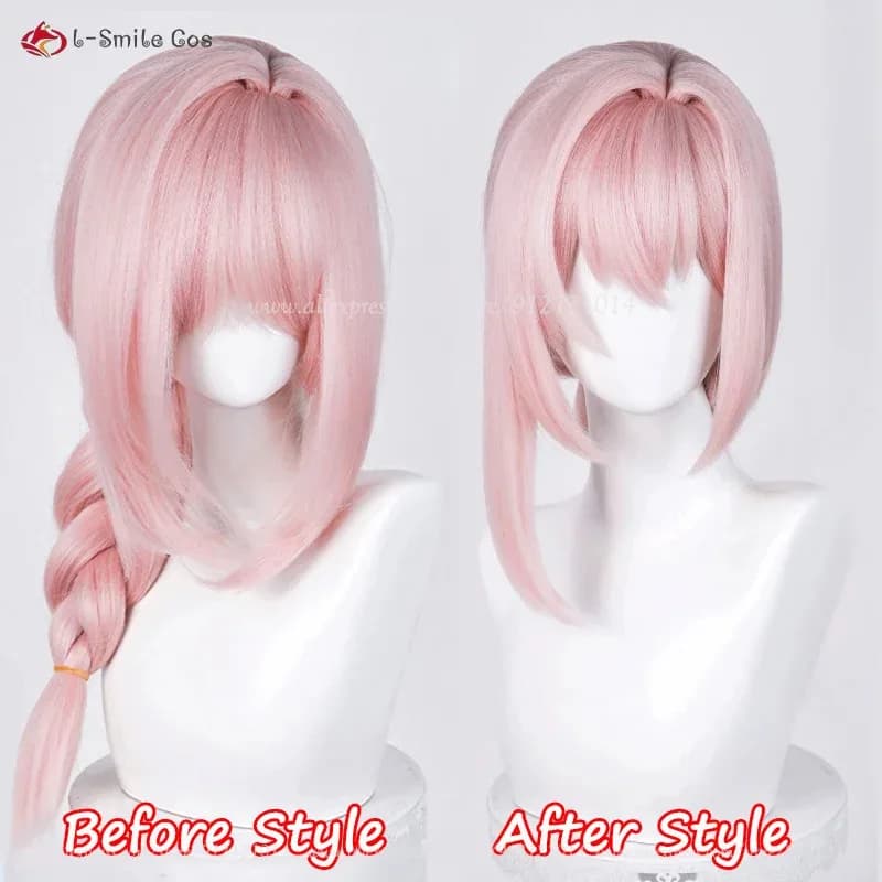 ZZZ Tsukishiro 65 cm Parrucche Rosa Yanagi Anime Cosplay Pre Aggraffato Capelli Sintetici Resistenti Al Calore + Parrucca Cap