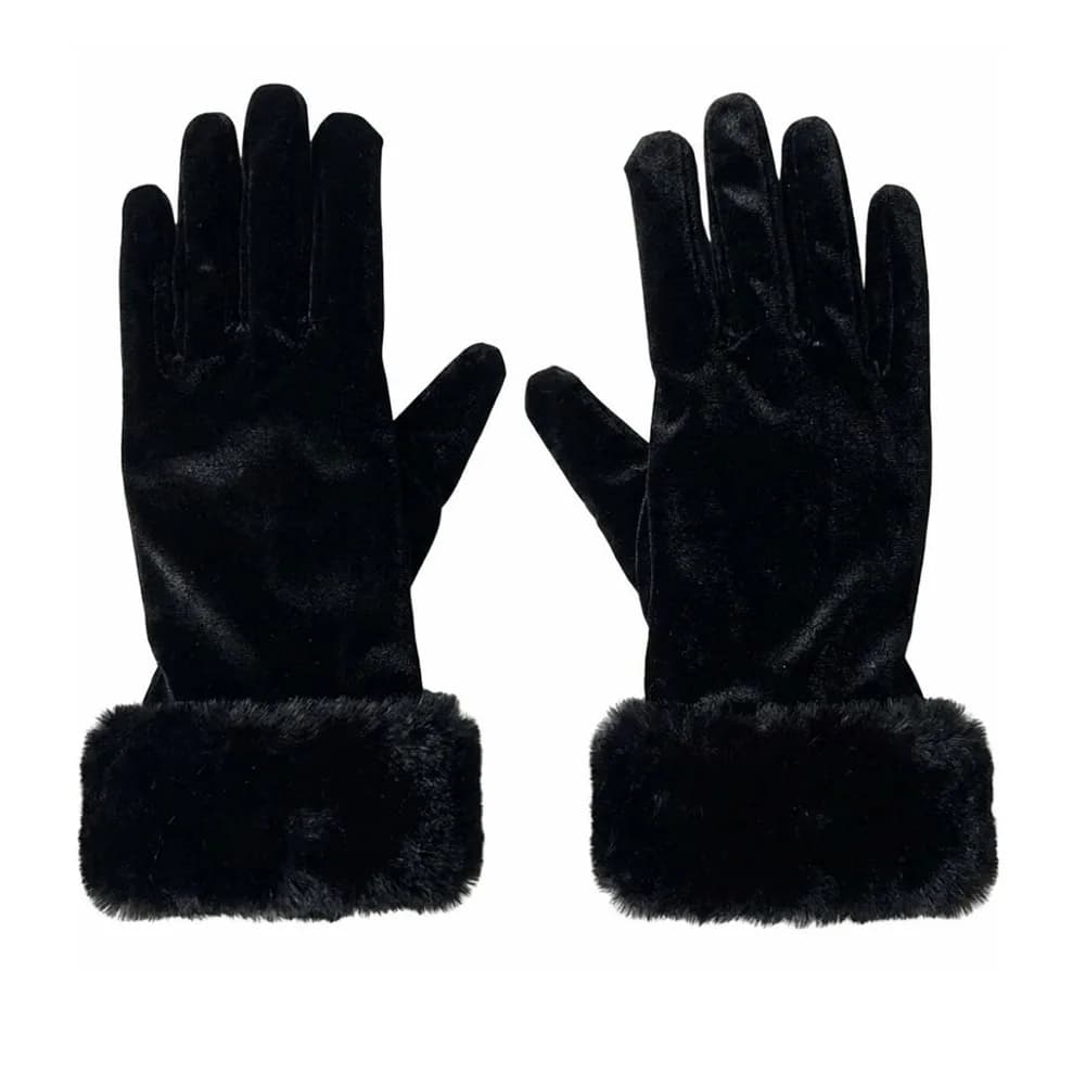 Thickened Christmas Gloves Warm White Fur Trim Velvet Mittens Comfortable To Wear Soft Santa Claus Gloves Fancy Dress Party