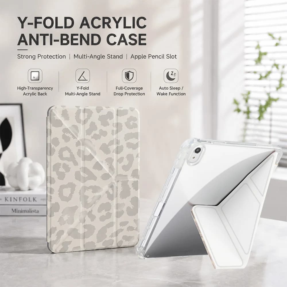 A light gray leopard-print tablet case compatible with the Redmi Pad 2 11-inch, Pad 2 9.7, and Redmi Pad SE 2023 11-inch