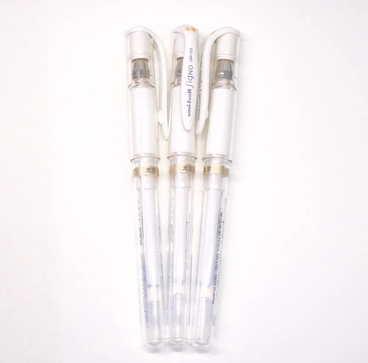 Uni-Ball Signo Broad Point Gel Pen White 3 Pack for Smooth Writing