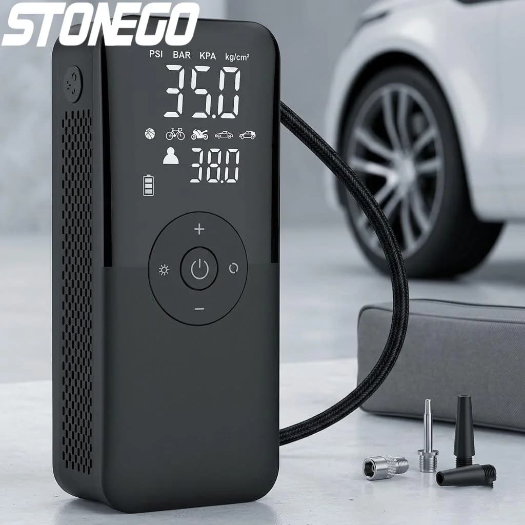 Compressore d'Aria Portatile Ricaricabile Senza Fili per Gonfiaggio Rapido di Pneumatici Auto, Moto e Biciclette