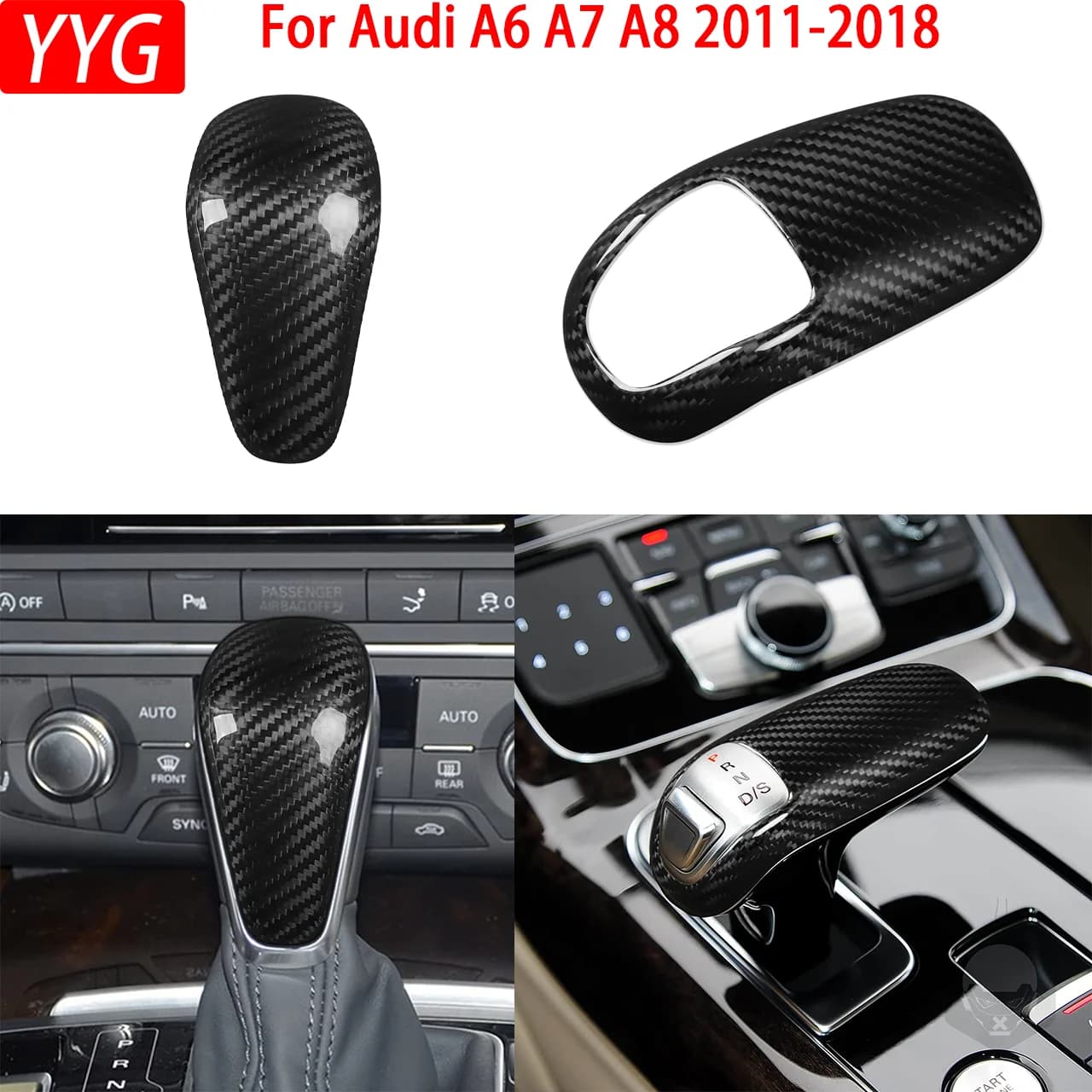 Per Audi A6 A7 A8 2011-2018, Pannello Decorativo in Fibra di Carbonio per Pomello del Cambio Centrale, Accessori Interni Auto, Adesivi Decorativi