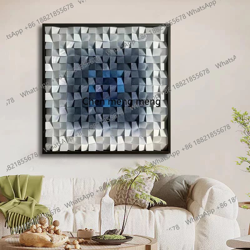 Soggiorno moderno creativo blocco di legno appeso dipinto portico sfondo muro rilievo pittura semplice dipinto appeso