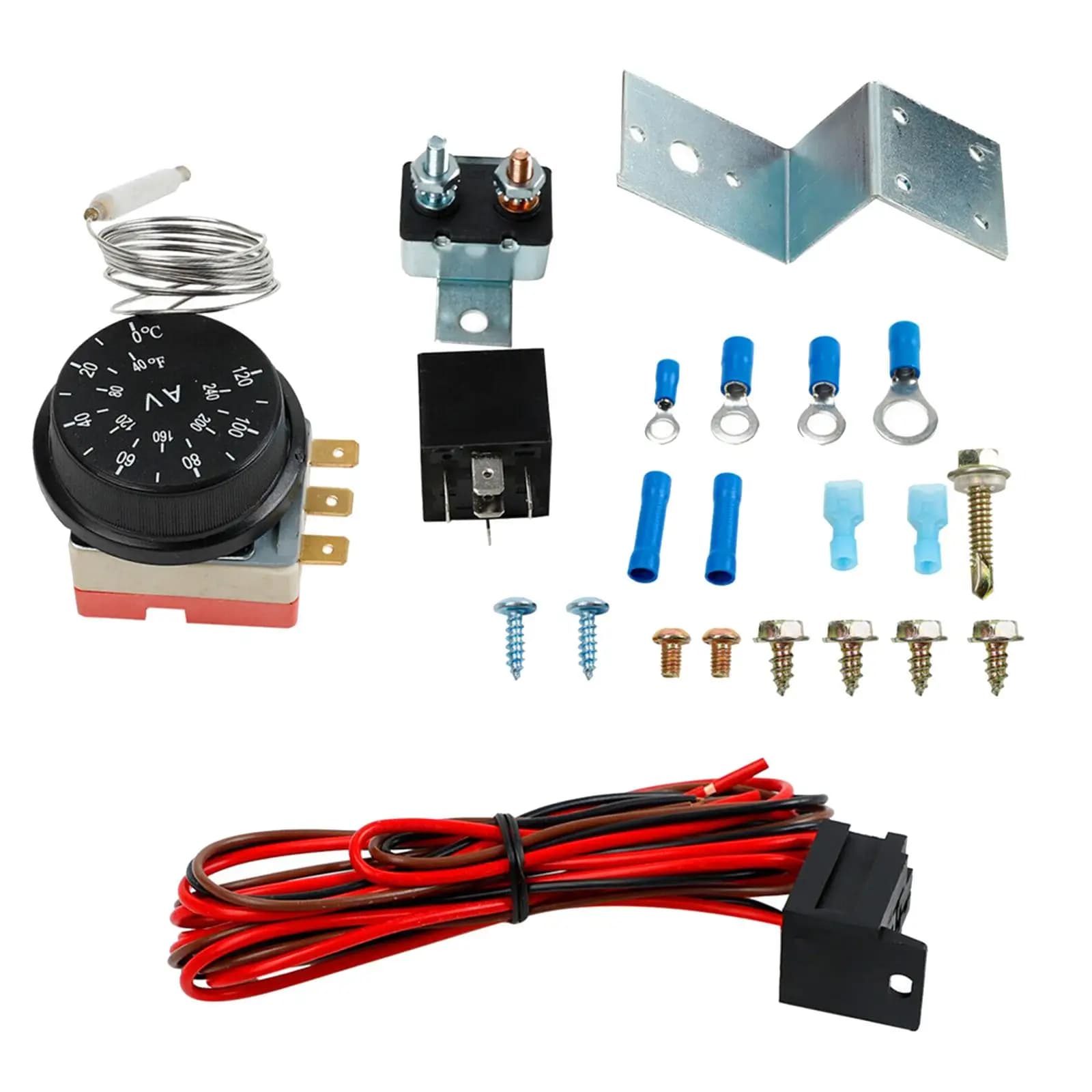 Kit cavo relè di controllo termostato ventola radiatore Cablaggio ventola elettrica regolabile 12V per aggiornamento sistema di raffreddamento automobilistico