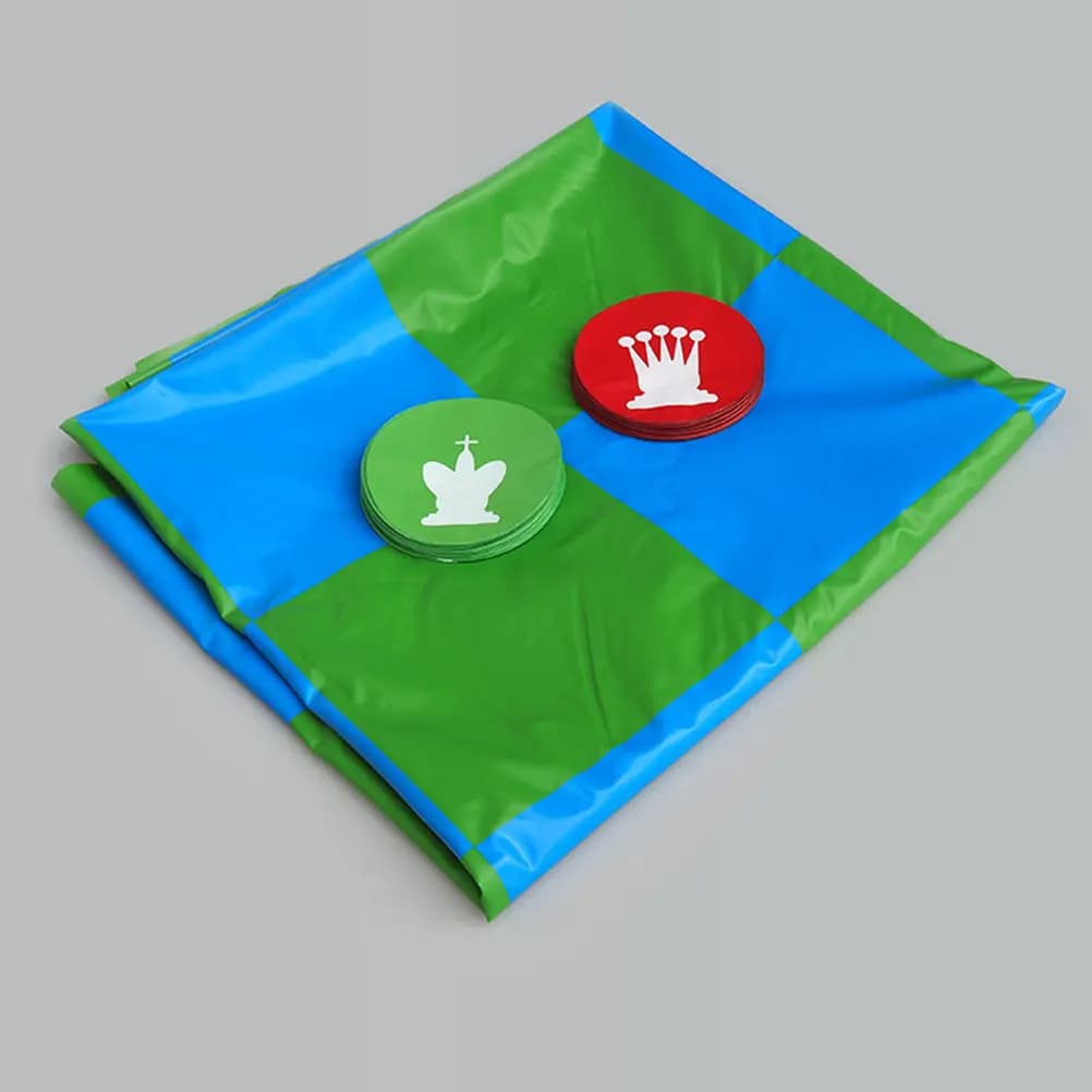 Set di Scacchi Pieghevole in PVC, Kit Portatile Educativo per Bambini, Gioco Leggero per Esterni, Scacchiera in PVC