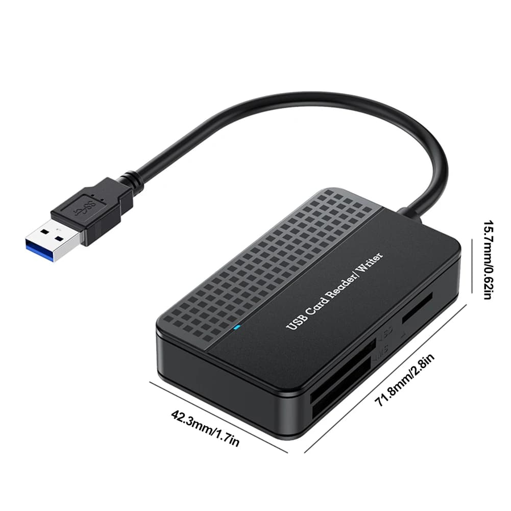 Memory Smart Card Reader 20cm Cable USB 3.0 Type C USB Card Reader 4 in 1 Flash Card Adapter SD TF CF MS