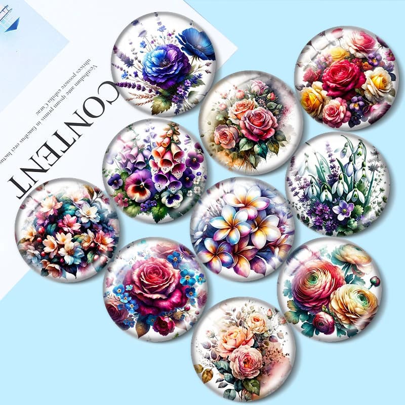 Fiori Clipart 12/18/20/25mm cabochon in vetro braccialetto anelli pendenti per orecchini demo gioielli retro Creazione di risultati