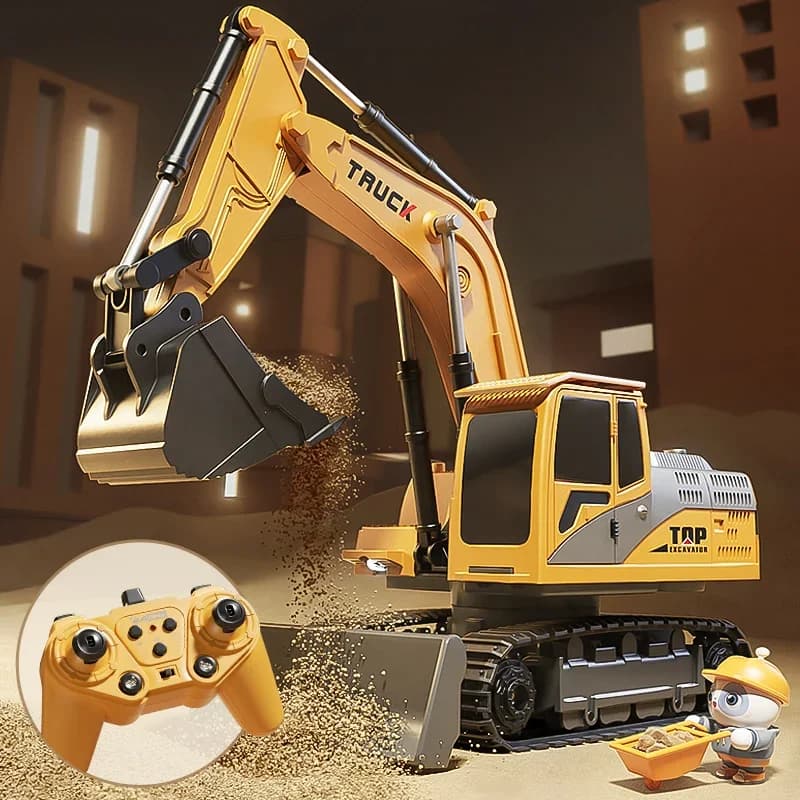 Excavator Remote Controlled Toy in League with Lights and Sound Effects, Electric Vehicle from Shipyard, Children's Gift