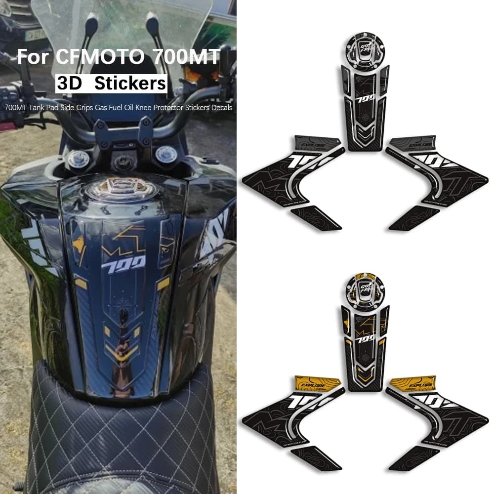 NUOVA Moto Per CFMOTO 700MT Touring Bike Avventura Rilievo del Carro Armato Manopole Laterali Gas Olio Combustibile Ginocchio Protezione Decalcomanie 700 mt