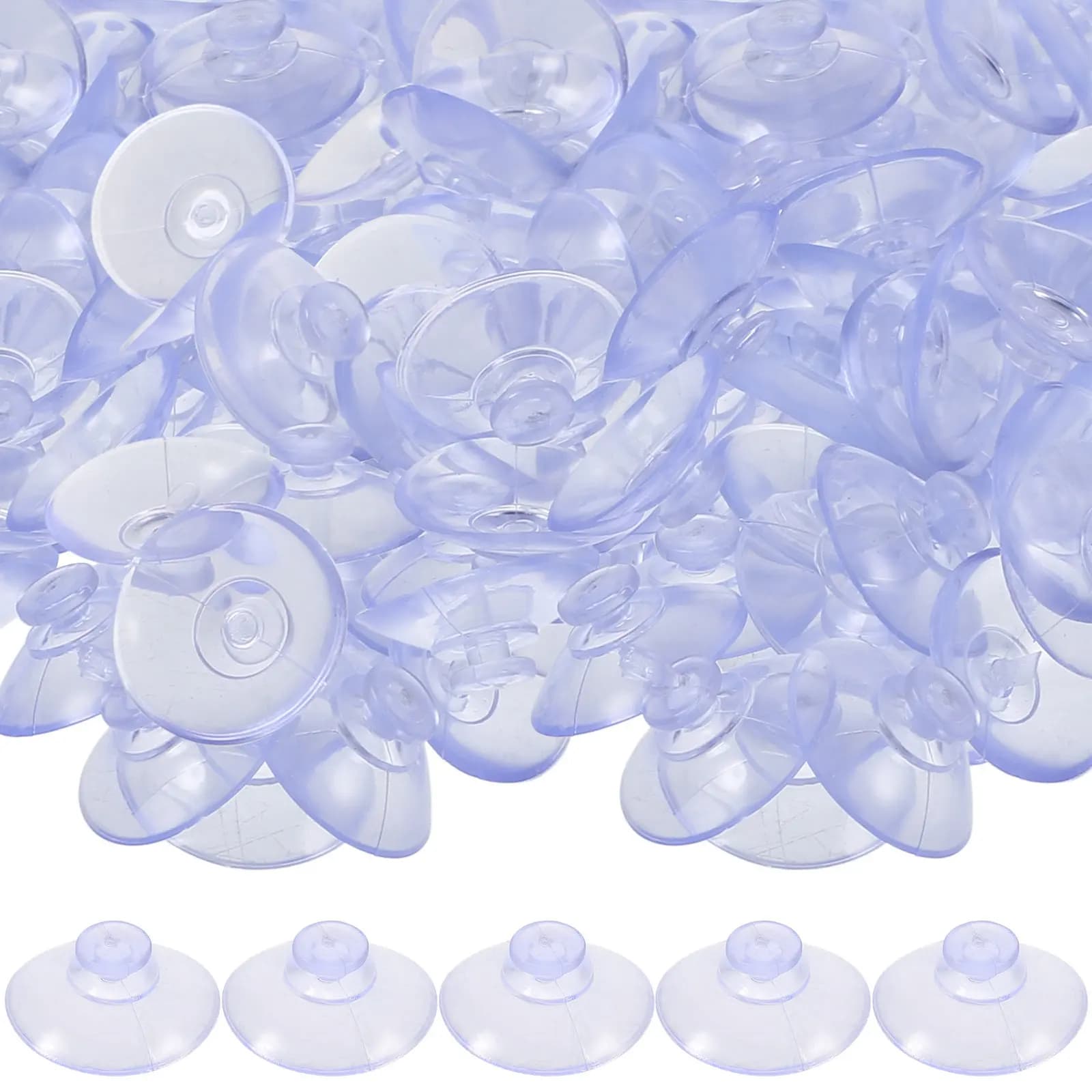 100 Pezzi Ganci a Ventosa Riutilizzabili, Mini Ventose in Plastica per Vetri, Specchi, Appendere Oggetti in Cucina e Bagno