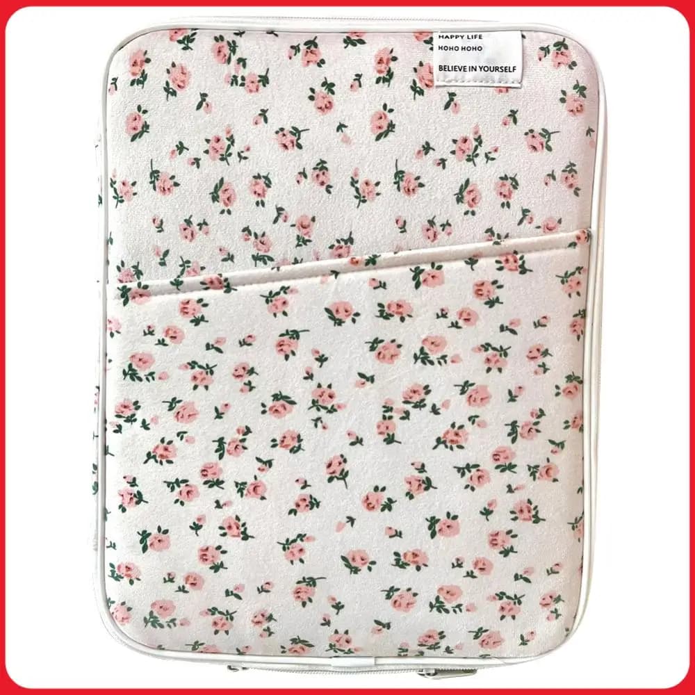 11/13in Floral Fluffy Laptop Bag Shockproof Padded Laptop Case Portable Tablet Sleeve Case Soft Laptop Protective Bag