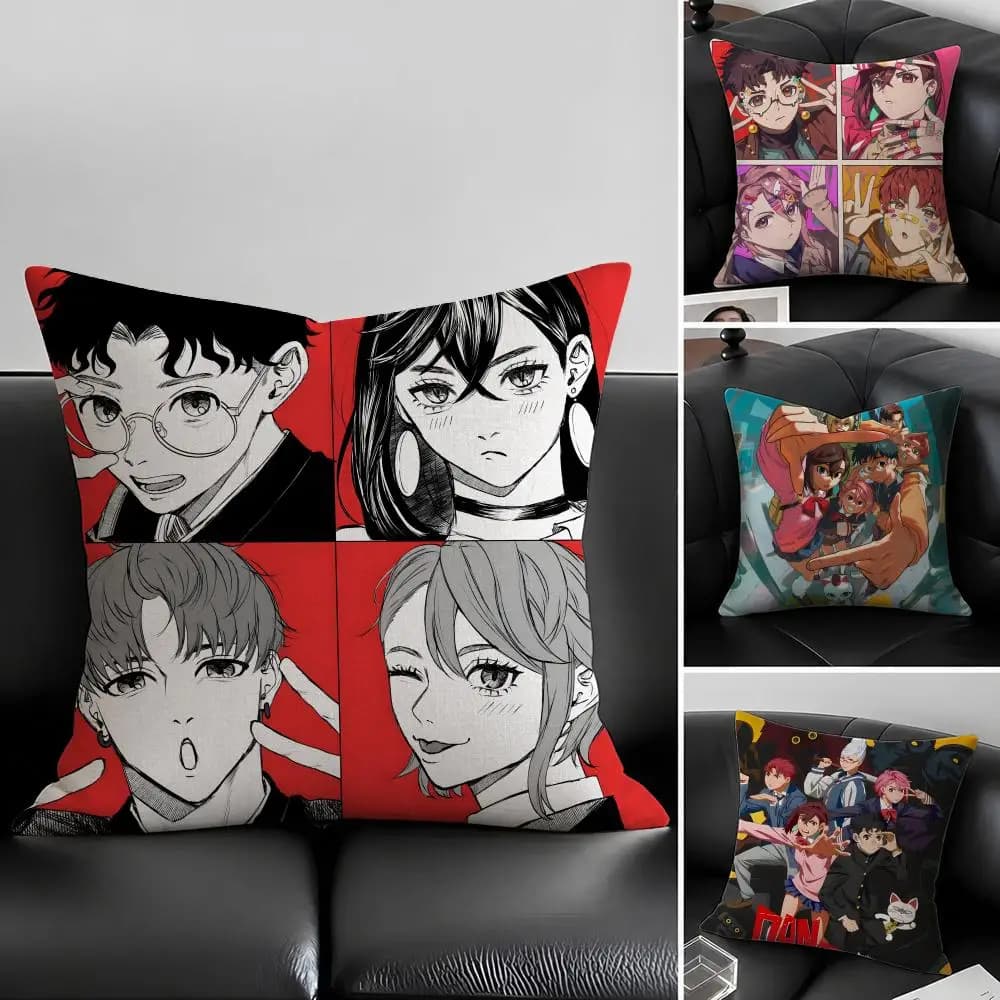Set di fodere per cuscini in lino naturale Anime D-DANDADAN, decorazione tutto in uno per divano, camera da letto e sedia