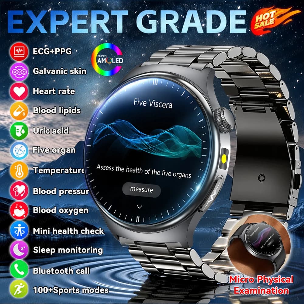 Nuovo Smartwatch AI per la Salute 2026, per Uomo e Donna, con Analisi Accurata di Cinque Organi, Acido Urico, Pressione Sanguigna, Analisi Corporea, IP68K, Chiamate BT