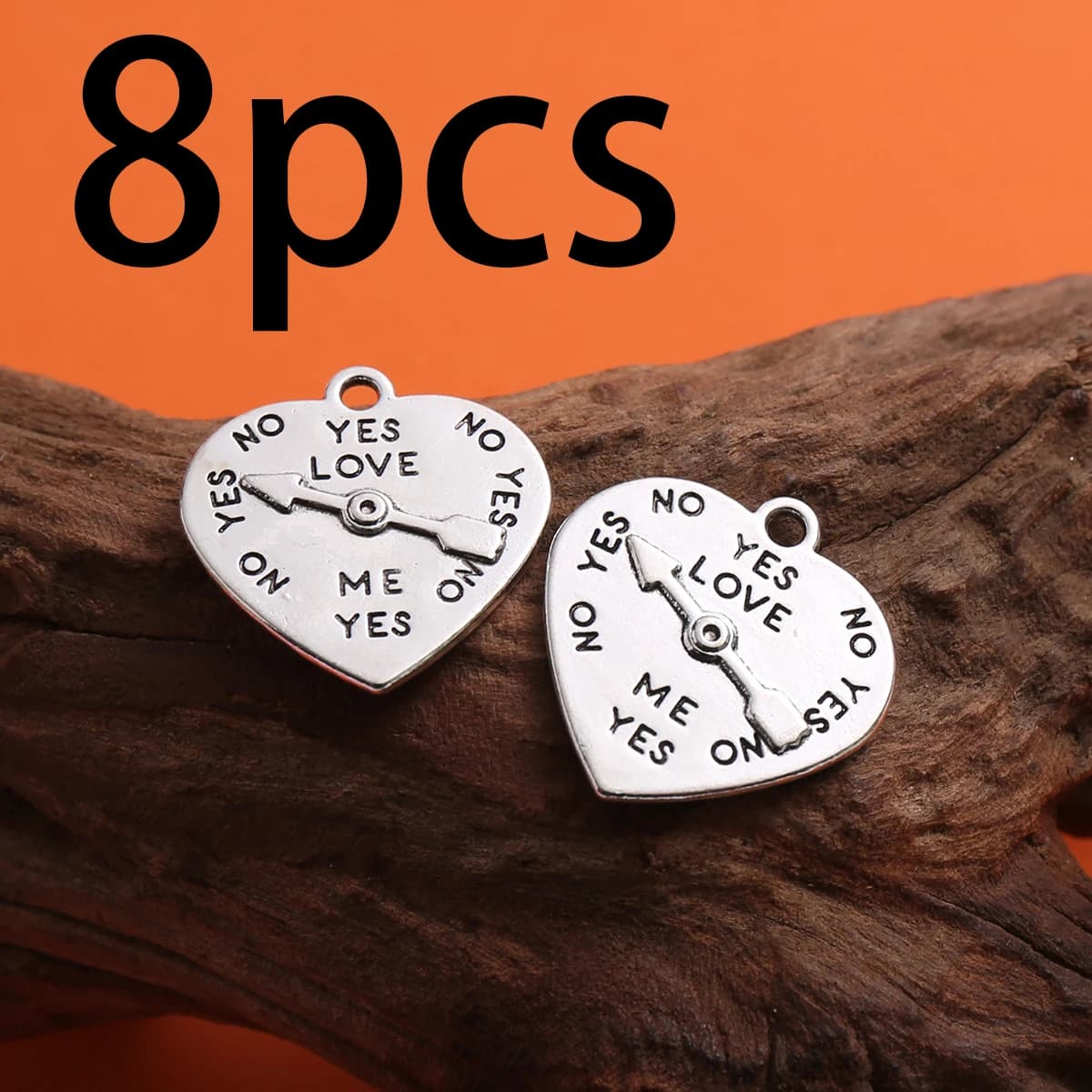 8-Piece Set of Love-Themed Accessories, Vintage English Heart Pendants, Suitable for DIY Bracelets, Necklaces, and Earrings, Handmade DIY Jewelry Components
