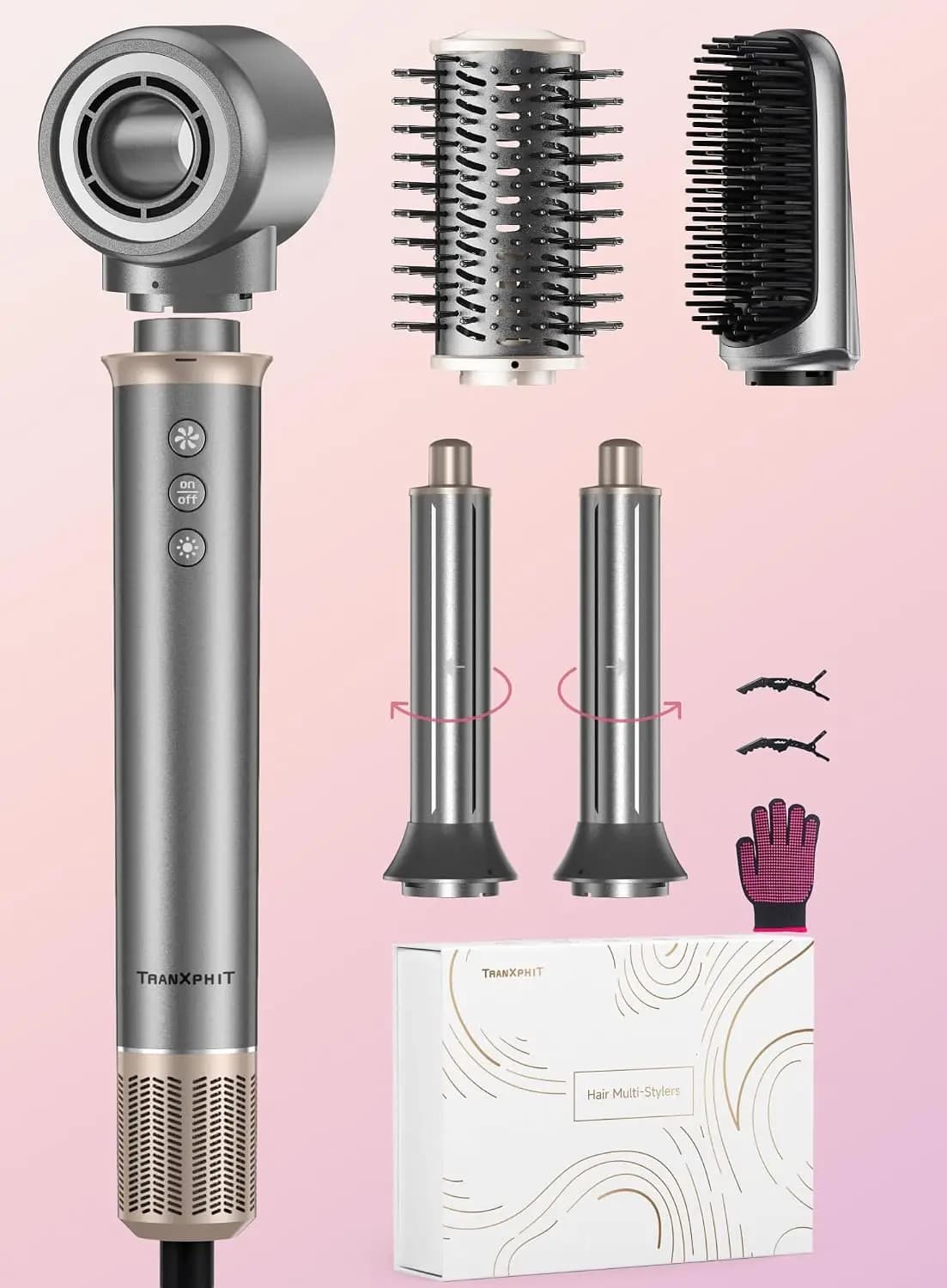 5-in-1 High Speed Hair Dryer Brush – Ionic Hot Air Styler for Fast Drying, Straightening, Curling & Volumizing, Lightweight Travel Design