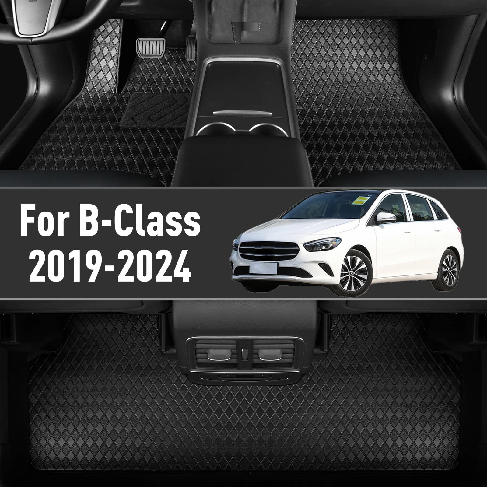 Tappetini per auto personalizzati Mercedes-Benz Classe B 2019-2024 Accessori protettivi impermeabili e antiscivolo