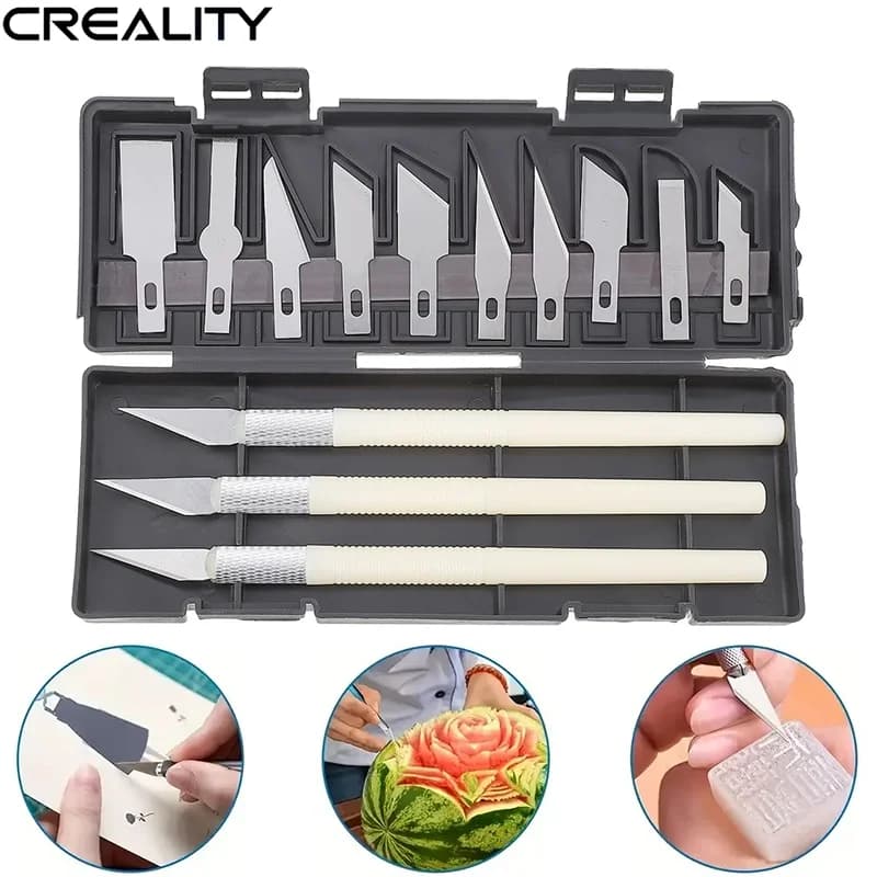 13PCS Coltello da intaglio in metallo Penna stile Art Seal Kit da taglio 3 pezzi Maniglie da intaglio e 10 pezzi Coltello Strumento fai da te Strumento modello stampante 3D