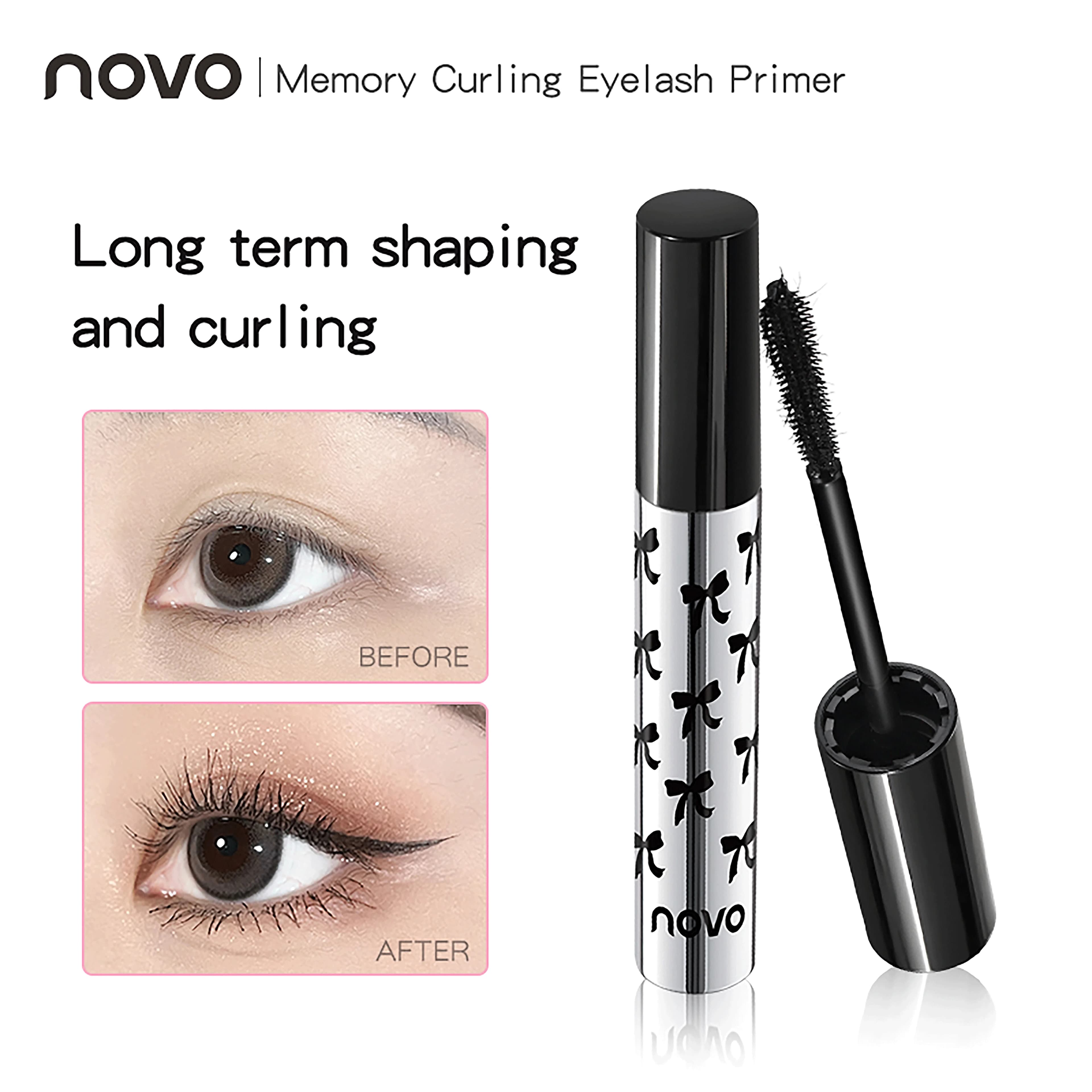 NOVO Waterproof and sweat resistant mascara, elongating without lumps, volumizing and curling, proof of deburring.