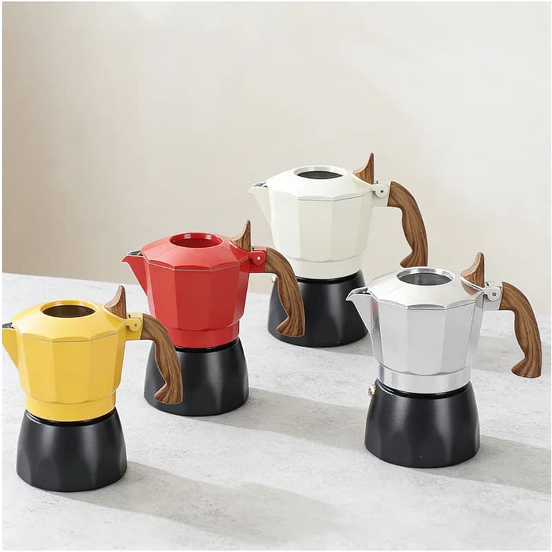 Caffettiera Moka a Doppia Valvola 6a Generazione con Valvola di Aumento Pressione, Macchina Espresso Portatile per Casa e Campeggio, Stile Italiano, Disponibile in Diversi Colori