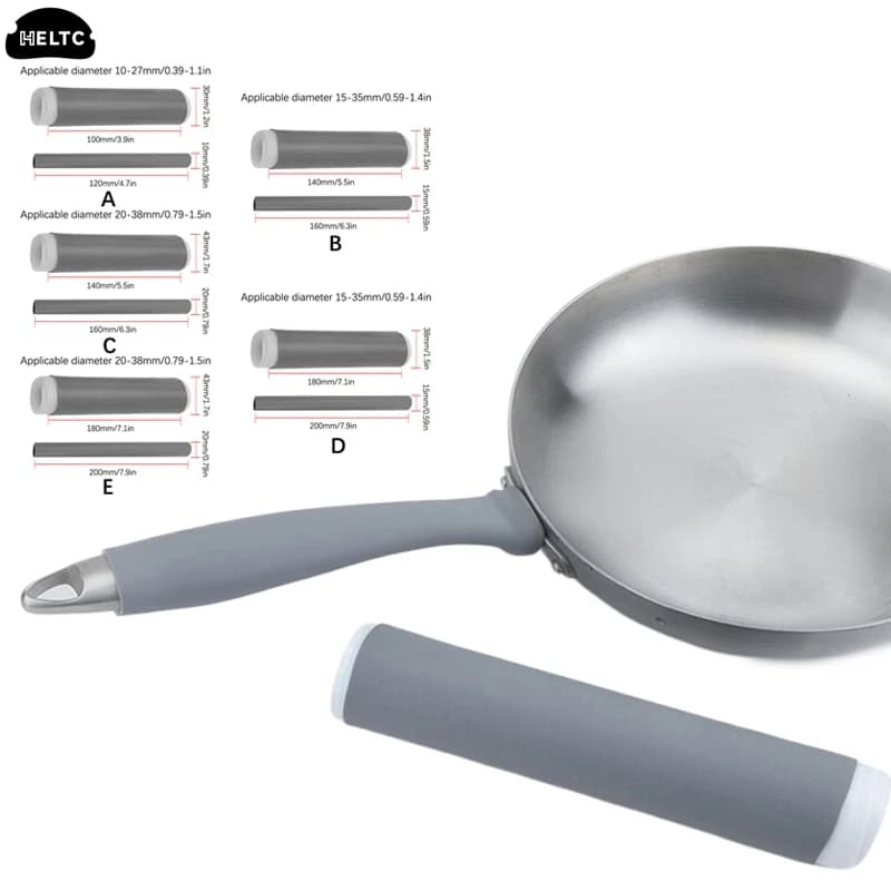 Manicotto con manico termoretraibile supporto per manico in pentola antiscottatura coperchio per manico in Silicone ad alta resistenza al calore per padella