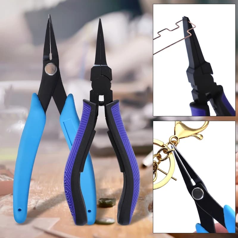 Set di pinze a becchi piatti Ultra sottili pinze a becchi ad ago pinze a punta in acciaio ad alto tenore di carbonio con ganasce lisce impugnatura Comfort