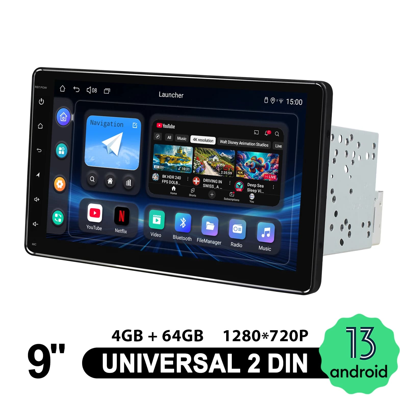 JOYING 9 ''2 DIN Android 13 Autoradio Radio 4GB + 64GB Multimediale Lettore MP5 Wireless CarPlay Android Auto 4G WiFi GPS Avvio Veloce