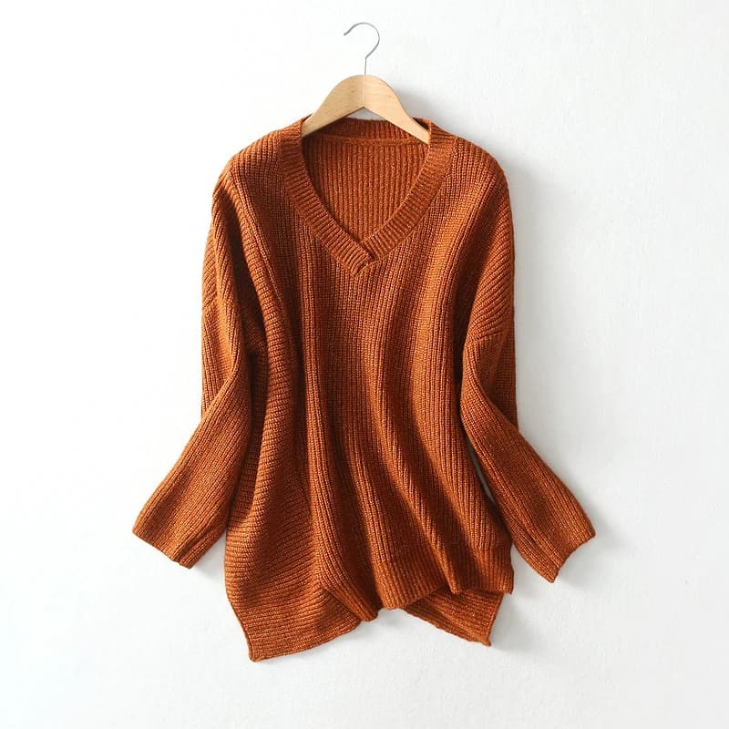 Maglione Lavorato a Maglia con Scollo a V, Stile Casual, Filato Lucido, Comodo e alla Moda, Manica Lunga, Cappotto Autunnale da Donna