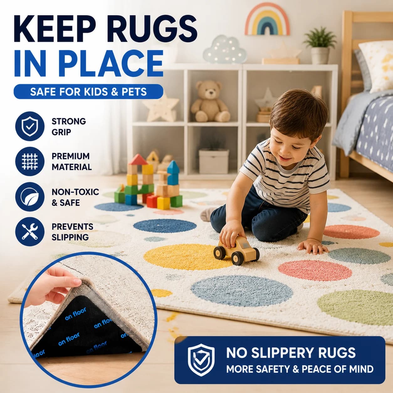 12Pcs Non-Slip Rug Grippers Reusable Carpet Corner Pads for Hardwood Tile Laminate And Vinyl Floors