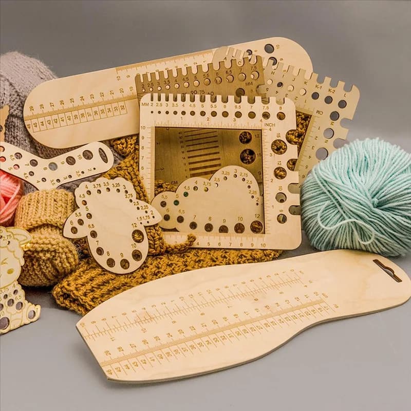 Knitting Needle Gauge Knitting Gauge Ruler Crochet Hooks Ruler Yarn & Swatch Ruler (Universal Gauge/Ruler-AT64
