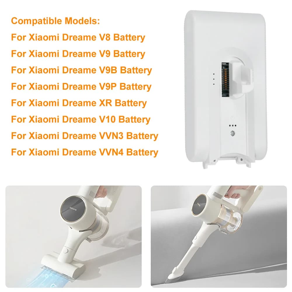 5000mAh for Dreame V8 V9 V10 V9P V9B Dreame Vacuum Cleaner 25.2V Battery VVN3 VVN4 Cordless Dust Catcher Replacement Batteries