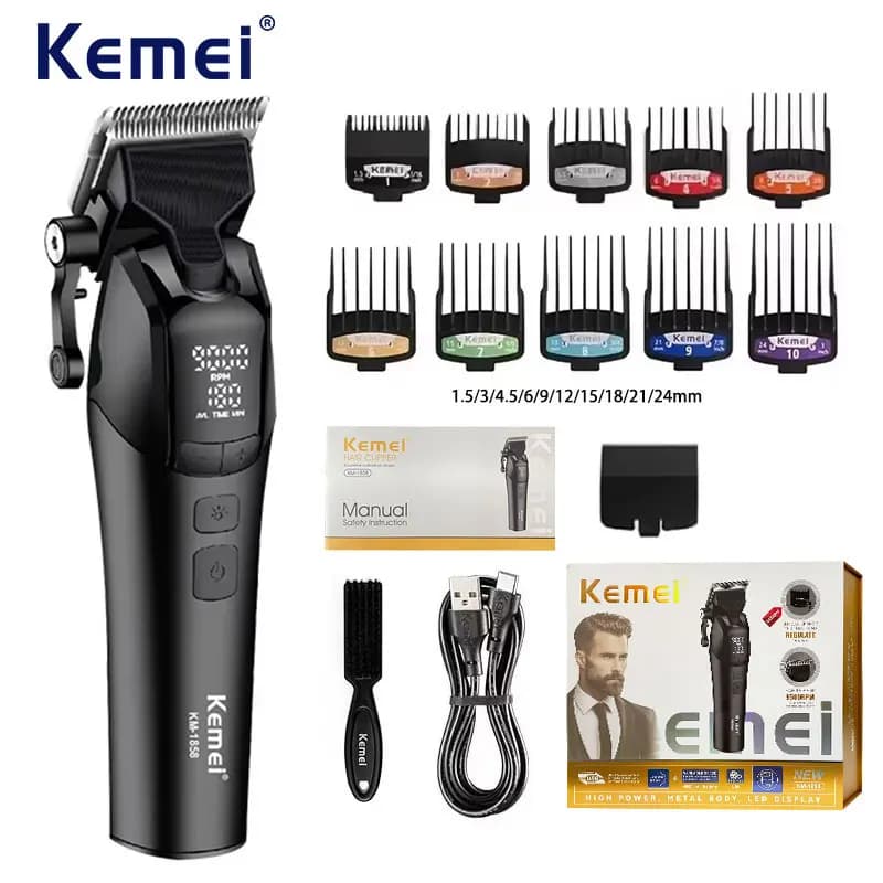 Kemei KM-1858 10W Barbiere Tagliacapelli elettrico professionale DLC Lama Trimmer Cordless Ricarica USB Tagliacapelli ricaricabili