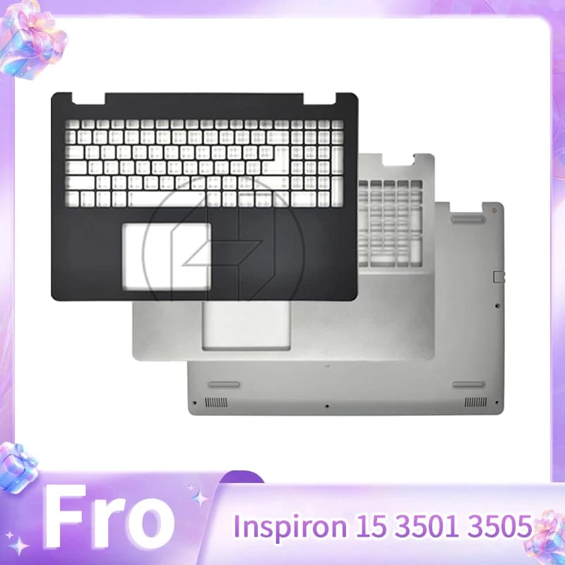 Per Inspiron 15 3501 3505 08WMNY 8WMNY, Cover Superiore per Poggiapolsi e Cover Inferiore, Argento e Nero