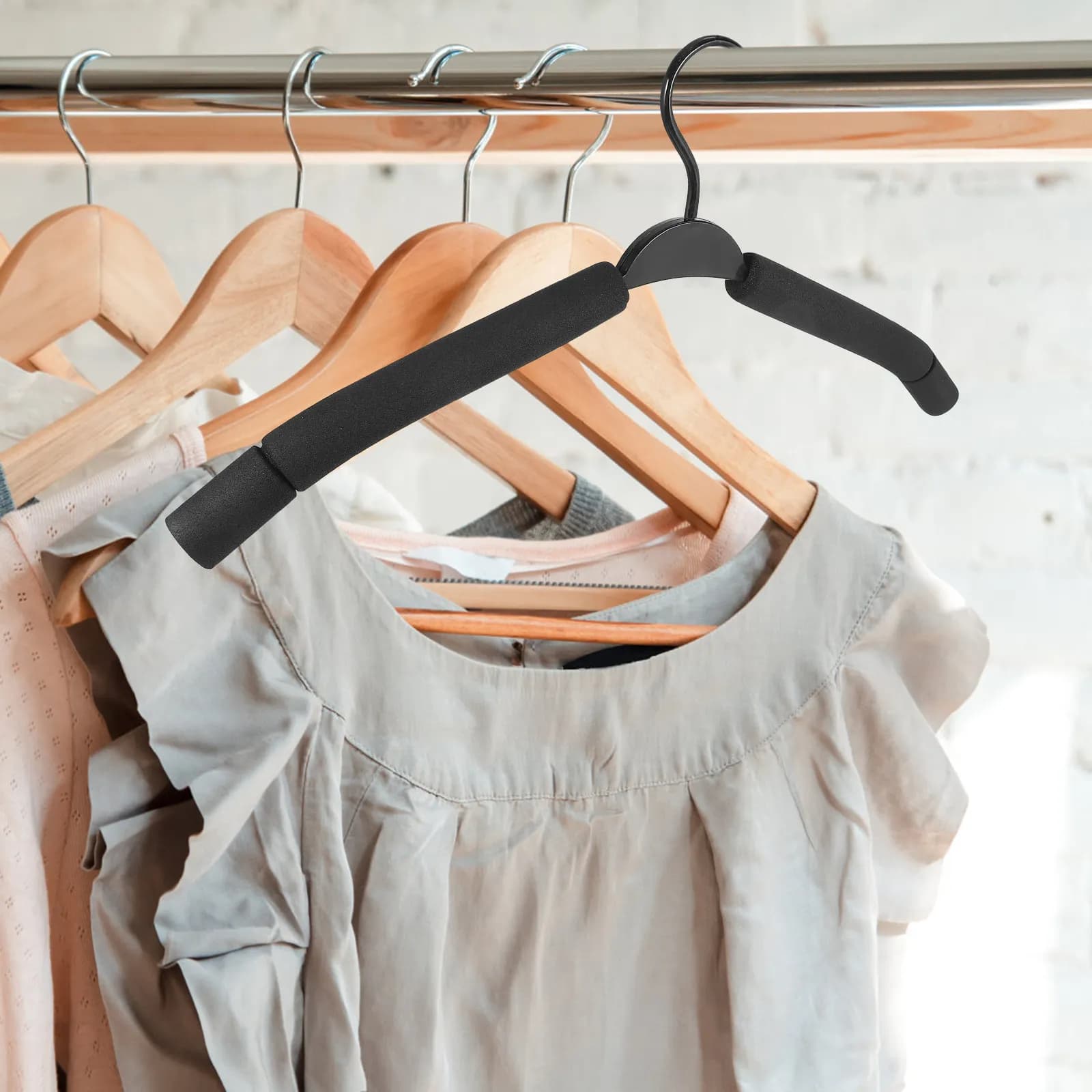 10Pcs Premium Sponge Skirt Hangers Pants Hanging Hangers for Wardrobe Bedroom Bathroom Easy Find Clothes Tidy Closet Organizer