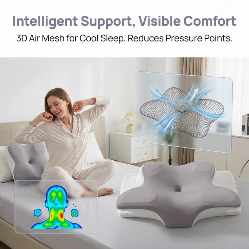 Cuscino Cervicale in Memory Foam a Forma di Farfalla, Ortopedico a Lento Ritorno per Supporto del Collo e Sollievo dal Dolore Durante il Sonno