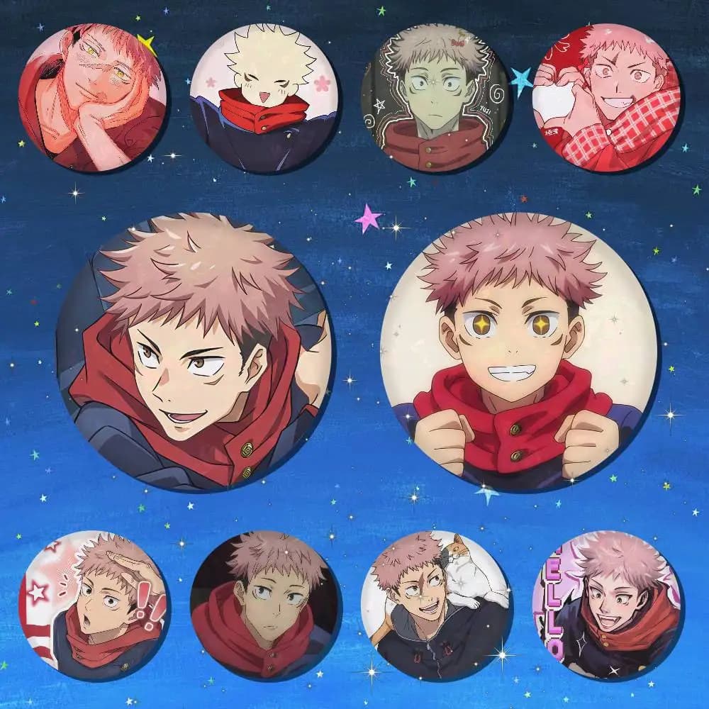 Spilla Yuji Itadori per Zaino, Accessori, Icone Manga, Spille Rotonde a Cartone Animato per Vestiti, Borse, Decorazioni, Regali